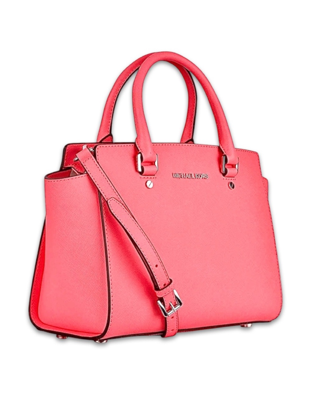 Like New Michael Kors Genuine Leather Pink Satchel convertible Selma - Picture 15 of 15